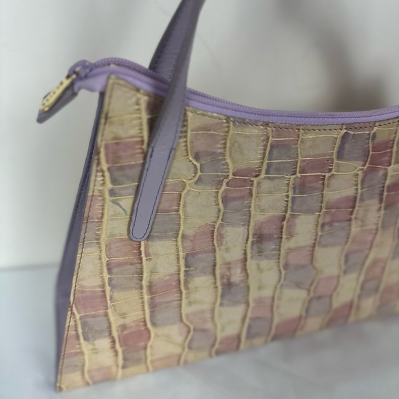 Vintage Y2K lilac leather shoulder bag purse Danier pastel spring trend lavender - Picture 12 of 14